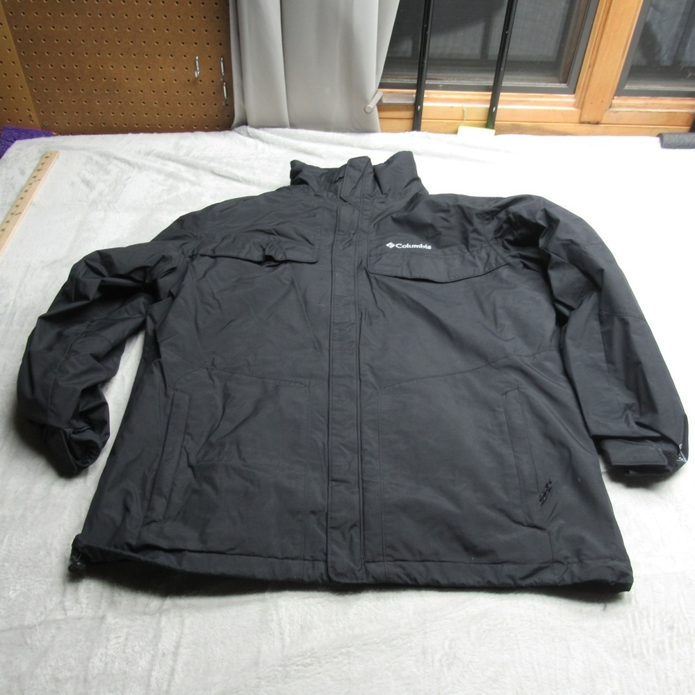 Columbia Jacket Men Large Black Omni Heat Removable Liner Waterproof Winter 3in1